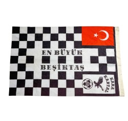 1990's Siyah-Beyaz Naylon Taraftar Bayrağı - En Büyük Beşiktaş AKS2209 - 3