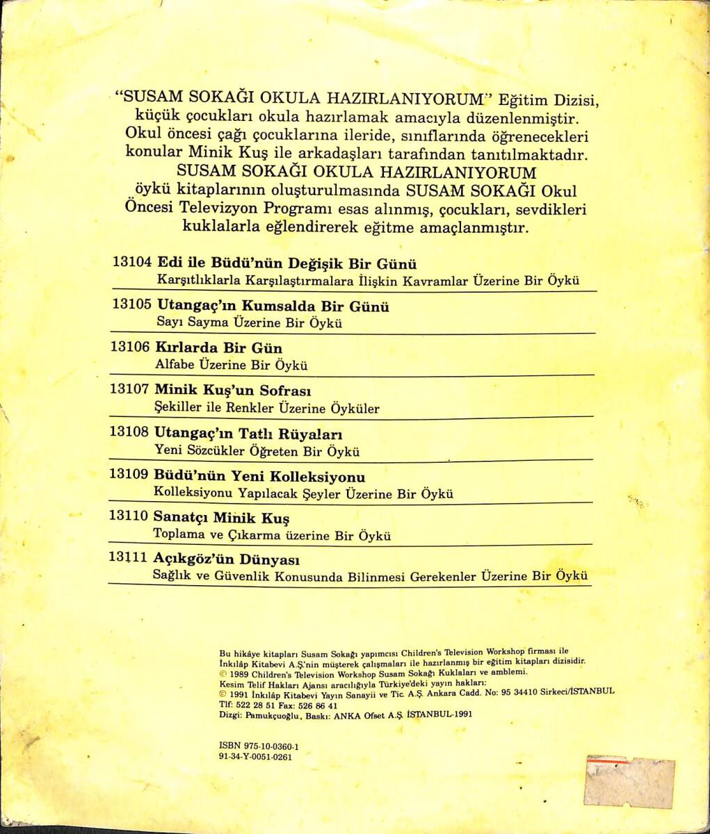 1990's Susam Sokağı Okula Hazırlanıyorum Öykü Kitapları - Minik Kuş'un Sofrası NDR102502 - 2