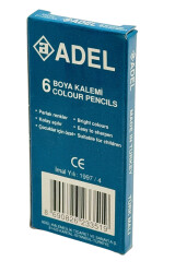 1990's Türk Malı Adel 6'lı Kuruboya Kalem Seti (Kullanılmamış) AOB5097 - 3