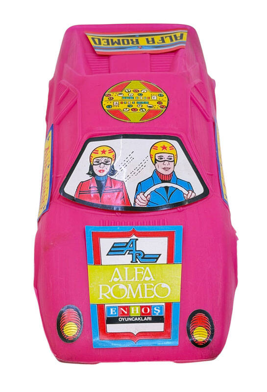 1990's Türk Malı Enhoş Üfleme Plâstik Oyuncak Alfa Romeo Yarış Aracı (Sıfır Ürün) AOB6286 - 2