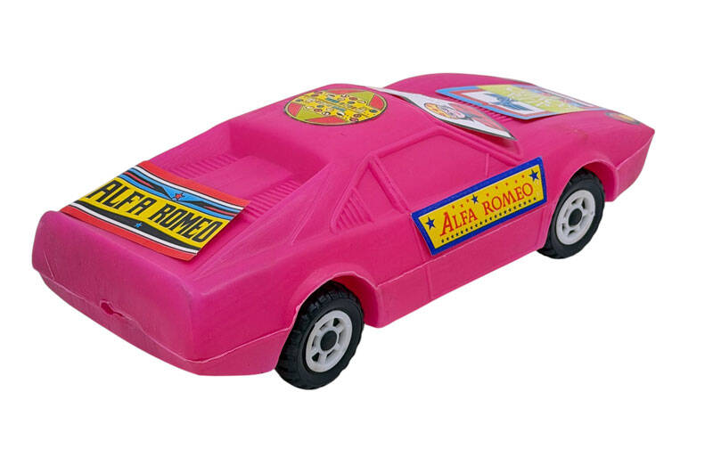 1990's Türk Malı Enhoş Üfleme Plâstik Oyuncak Alfa Romeo Yarış Aracı (Sıfır Ürün) AOB6286 - 4