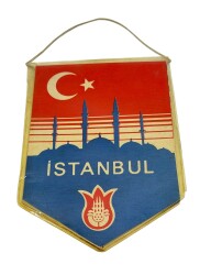 1990's Türkiye İstanbul Yazılı Duvar Bayrağı AKS1999 - 2