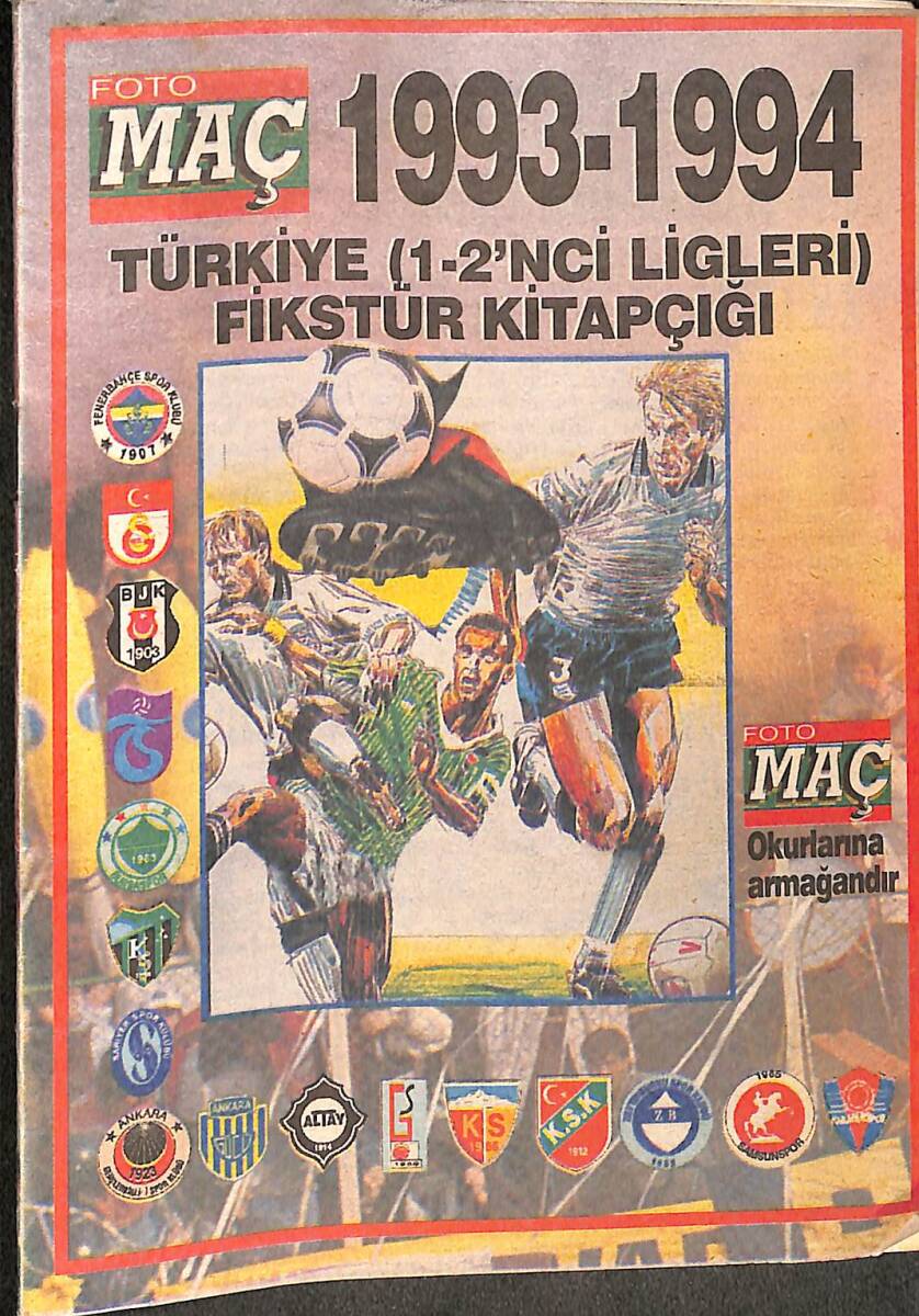 1993-1994 Futbol Sezonu Lig Fikstürü - Galatasaray, Fenerbahçe, Beşiktaş, Trabzonspor NDR96288 - 1