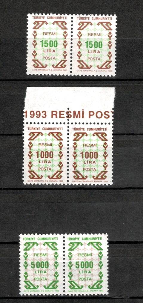 1993 Kilim Motifli Resmi Posta Pulu Tam Seri 2'li Blok Lot - Damgasız (MNH) PPT2504 - 1
