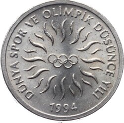 1994 - 10.000 Lira ÇİL (Ters) *Dünya Spor ve Olimpik Düşünce Yılı* TCM2550 - Gökçekoleksiyon