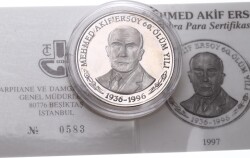 1997 - Mehmed Akif Ersoy 60. Ölüm Yılı Gümüş Hatıra Para *Sertifikalı* TCH451 #207 - 5