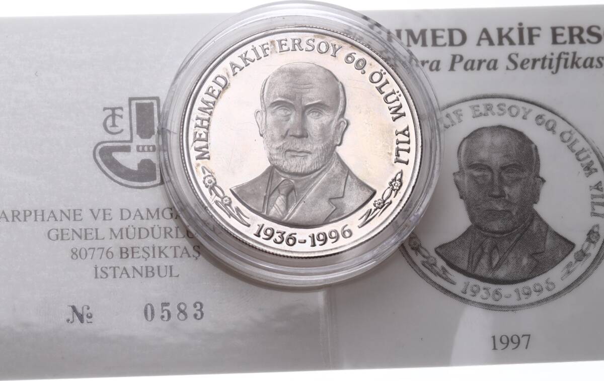 1997 - Mehmed Akif Ersoy 60. Ölüm Yılı Gümüş Hatıra Para *Sertifikalı* TCH451 #207 - 5