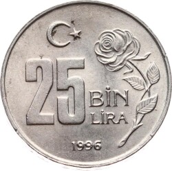 1996 Yılı 25.000 Lira - ÇİL TCM3218 - Gökçekoleksiyon
