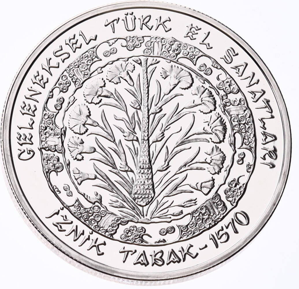 2001 - Geleneksel Türk El Sanatları - İznik Tabak Gümüş Hatıra Para *Sertifikalı* TCH448 #222 - 1
