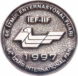 1997 Yılı İzmir Enternasyonal Fuarı Gümüş Hatıra Madalyonu MVM2158 #270 - Gökçekoleksiyon