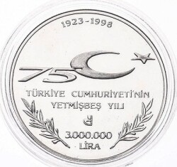 1998 - Cumhuriyet ve Gençlik Gümüş Hatıra Para *Sertifikalı* TCH1423 - 2