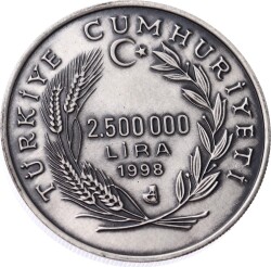 1998 - Temanın 5. Yılı Gümüş Hatıra Para *Sertifikalı* ÇİL TCH431 #207 - 2