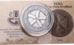 1998 - Temanın 5. Yılı Gümüş Hatıra Para *Sertifikalı* ÇİL TCH431 #207 - 3