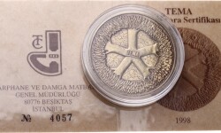 1998 - Temanın 5. Yılı Pirinç Hatıra Para *Sertifikalı* ÇİL TCH432 - 3