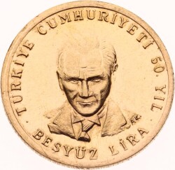 1973 - Türkiye Cumhuriyeti 50.Yıl Altın Hatıra Para *İmzalı* ÇİL TCH462 - Gökçekoleksiyon