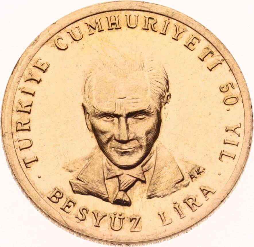 1973 - Türkiye Cumhuriyeti 50.Yıl Altın Hatıra Para *İmzalı* ÇİL TCH462 - 1