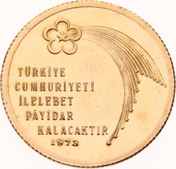 1973 - Türkiye Cumhuriyeti 50.Yıl Altın Hatıra Para *İmzalı* ÇİL TCH462 - 2