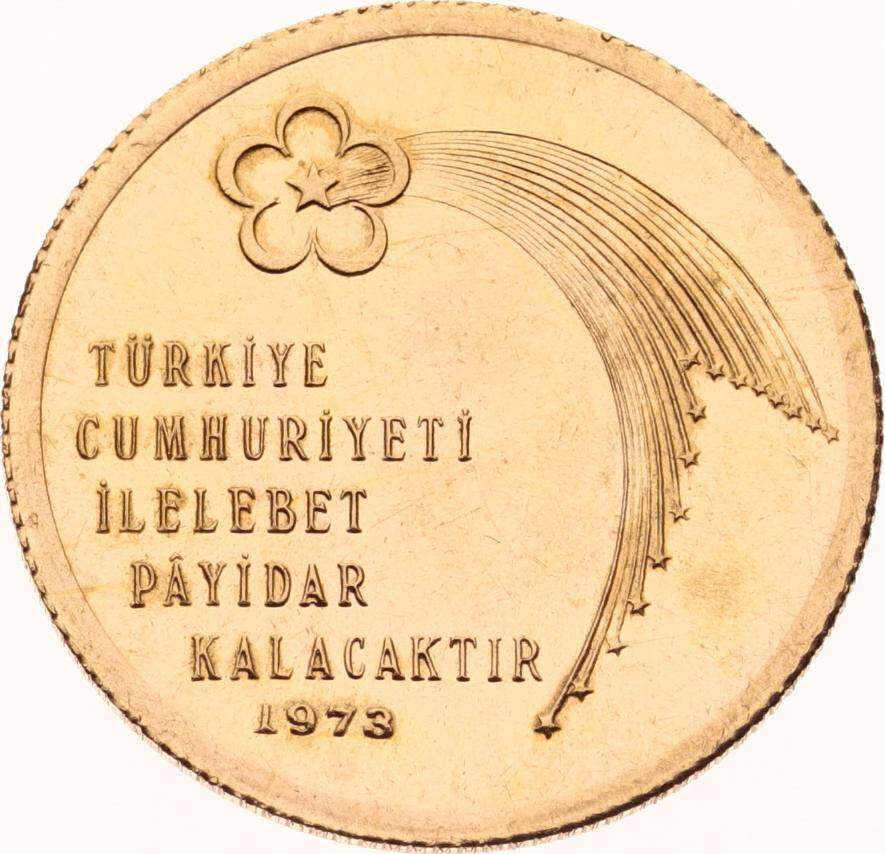 1973 - Türkiye Cumhuriyeti 50.Yıl Altın Hatıra Para *İmzalı* ÇİL TCH462 - 2