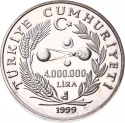 1999 - Tam Güneş Tutulması (1) Türkiye Haritası Gümüş Hatıra Para *Sertifikalı* TCH452 #222 - 2