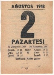 2 Ağustos 1948 Takvim Yaprağı EFM(N)1448 - 4