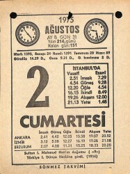 2 Ağustos 1975 Takvim Yaprağı - Doğum Günü Hediyesi EFM(N)9638 - 2