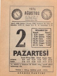 2 Ağustos 1976 Takvim Yaprağı EFM(N)2223 - 2