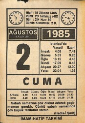 2 Ağustos 1985 Takvim Yaprağı - Doğum Günü Hediyesi EFMN15711 - Gökçekoleksiyon