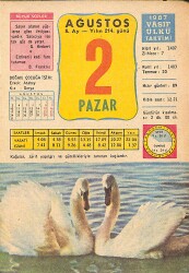 2 Ağustos 1987 Takvim Yaprağı - Doğum Günü Hediyesi EFMN15389 - Gökçekoleksiyon