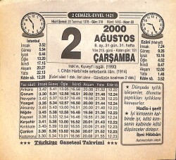 2 Ağustos 2000 Takvim Yaprağı - Doğum Günü Hediyesi EFMN14289 - Gökçekoleksiyon