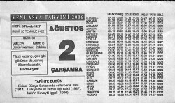 2 Ağustos 2006 Takvim Yaprağı - Doğum Günü Hediyesi EFM(N)9938 - 1