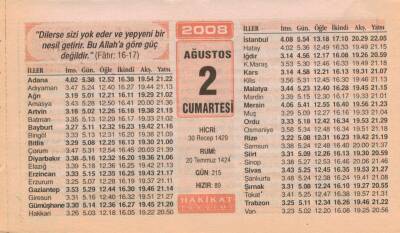 2 Ağustos 2008 Takvim Yaprağı EFM(N)2232 - 3