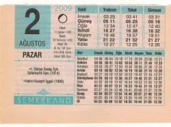 2 Ağustos 2009 Takvim Yaprağı EFM(N)2233 - 2