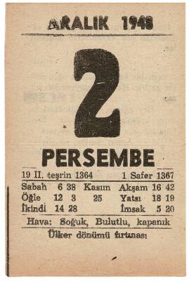 2 Aralık 1948 Takvim Yaprağı EFM826 - 3
