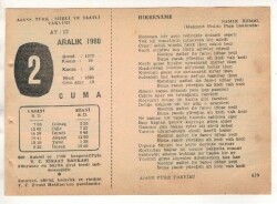 2 Aralık 1960 Ajans Türk Takvim Yaprağı (Şiirli Saatli) EFM(N) 1798 - 3