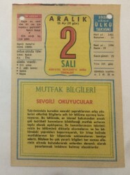 2 Aralık 1980 Takvim Yaprağı -Doğum Günü Hediyesi EFM(N)6466 - Gökçekoleksiyon