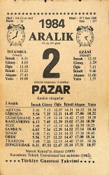 2 Aralık 1984 Takvim Yaprağı - Doğum Günü Hediyesi EFMN14522 - Gökçekoleksiyon