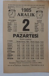 2 Aralık 1985 Takvim Yaprağı - Doğum Günü Hediyesi EFM(N)6847 - Gökçekoleksiyon