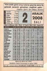 2 Aralık 2008 Takvim Yaprağı - Doğum Günü Hediyesi EFMN15331 - Gökçekoleksiyon