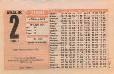 2 Aralık 2008 Takvim Yaprağı EFM(N)4345 - 3