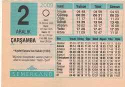2 Aralık 2009 Takvim Yaprağı EFM(N)4376 - 2