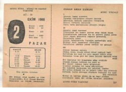2 Ekim 1960 Ajans Türk Takvim Yaprağı (Şiirli Saatli) EFM(N) 1739 - 3