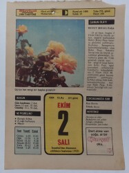 2 Ekim 1984 Takvim Yaprağı - Doğum Günü Hediyesi EFM(N)7275 - Gökçekoleksiyon