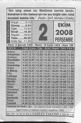 2 Ekim 2008 Takvim Yaprağı - Doğum Günü Hediyesi EFM(N)10644 - 1