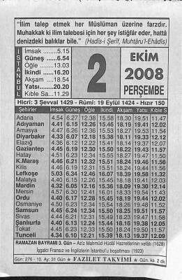 2 Ekim 2008 Takvim Yaprağı - Doğum Günü Hediyesi EFM(N)10644 - 1