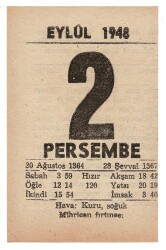 2 Eylül 1948 Takvim Yaprağı EFM856 - 3