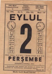 2 Eylül 1965 Takvim Yaprağı EFM(N)3496 - 3