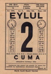 2 Eylül 1966 Takvim Yaprağı EFM(N)3499 - 1