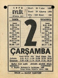 2 Eylül 1970 Takvim Yaprağı - Doğum Günü Hediyesi EFM(N)9878 - 1