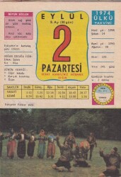 2 Eylül 1974 Takvim Yaprağı -Doğum Günü Hediyesi EFM(N)6373 - Gökçekoleksiyon