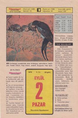 2 Eylül 1979 Takvim Yaprağı -Doğum Günü Hediyesi EFM(N)6343 - 1